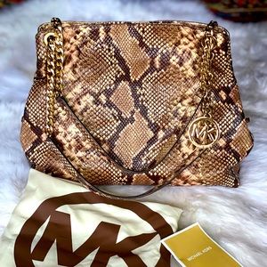Michael Kors Reptile Handbag w/Gold Chains